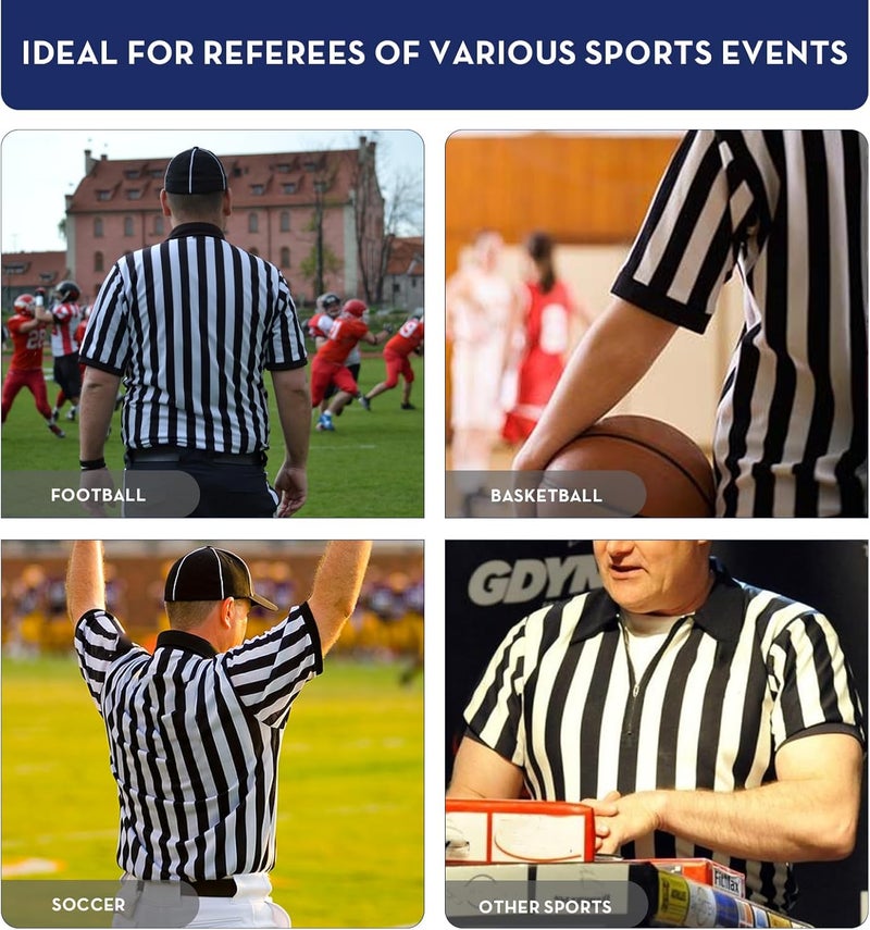 VKT Men’s Referee Shirt Zipper Official Ref Shirt Costume Umpire Jersey for Womens Football Halloween Uniform - Image 5